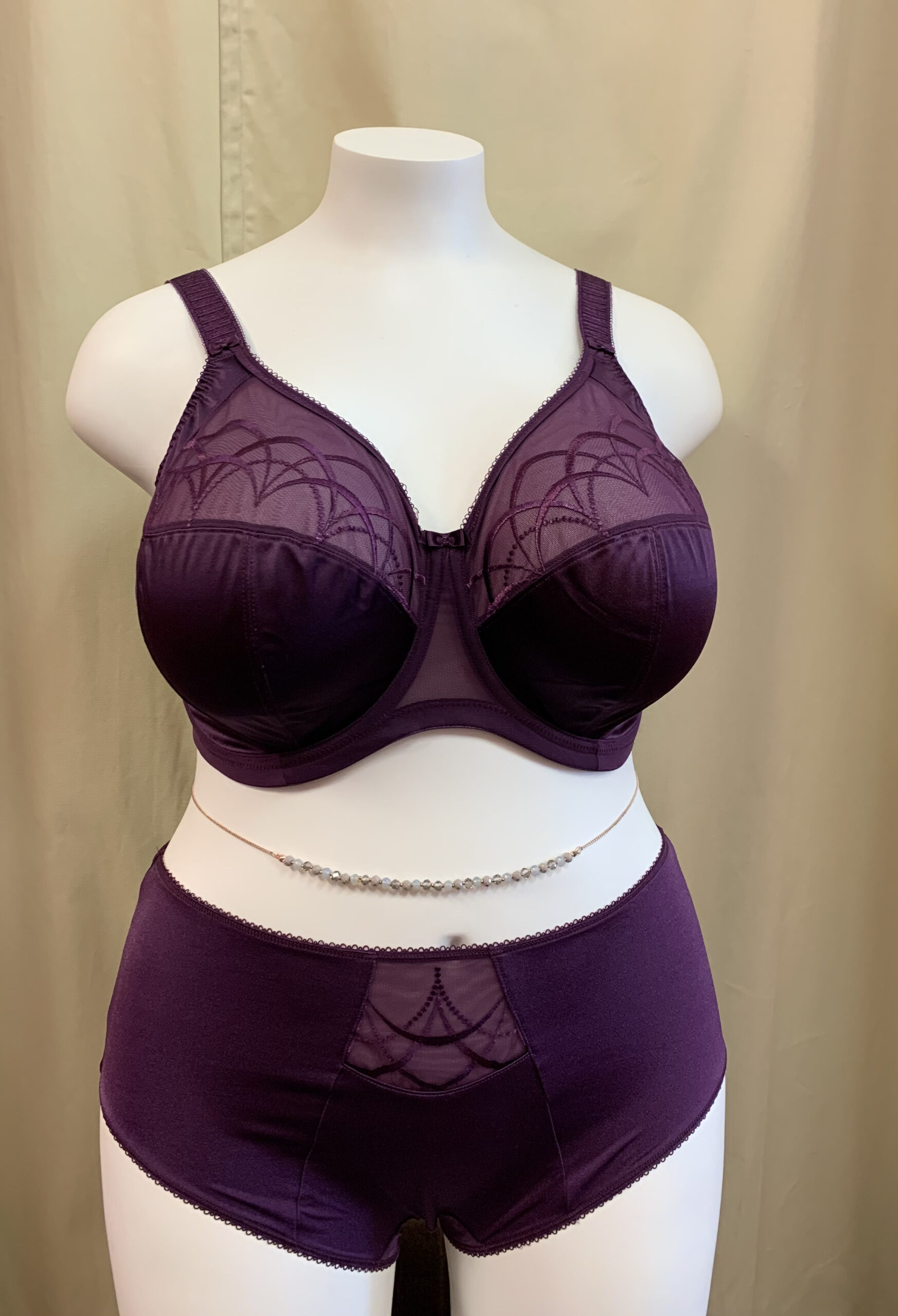 Come see our new Cate bra in plum. We have matching panties as well! We are  open Tuesday-Saturday 10-5.